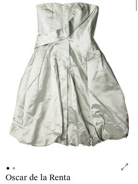 Oscar de la Renta Strapless Satin Cocktail Dress in Pale Mint Silver